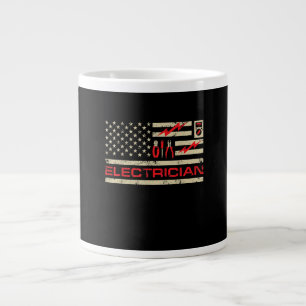 Patriotic Electrician American Flag Christmas Fars Large Coffee Mug