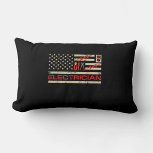 Patriotic Electrician American Flag Christmas Fars Lumbar Cushion