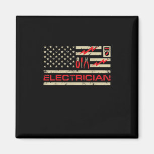 Patriotic Electrician American Flag Christmas Fars Magnet
