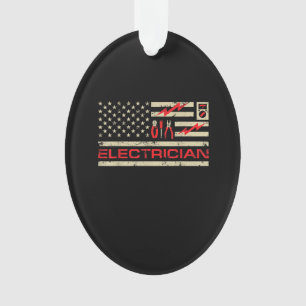 Patriotic Electrician American Flag Christmas Fars Ornament