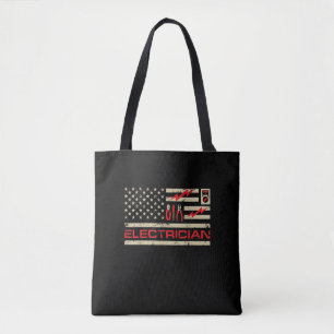 Patriotic Electrician American Flag Christmas Fars Tote Bag