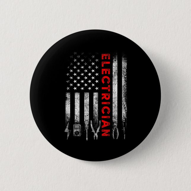 Patriotic Electrician American Flag Fathers Day  6 Cm Round Badge (Front)