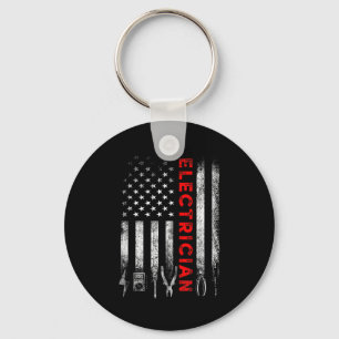 Patriotic Electrician American Flag Fathers Day  Key Ring