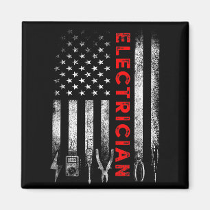 Patriotic Electrician American Flag Fathers Day  Magnet