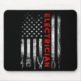 Patriotic Electrician American Flag Fathers Day  Mouse Pad