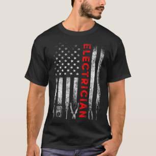 Patriotic Electrician American Flag Fathers Day  T-Shirt