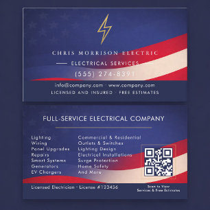 Patriotic Electrician Electrical Service Business Card