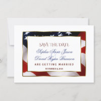 Patriotic, Elegant USA Flag Gold Save The Date