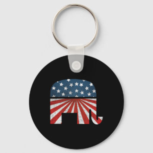 Patriotic Elephant American Flag Usa Republican Pa Key Ring