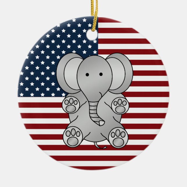 Patriotic elephant ceramic tree decoration (Front)