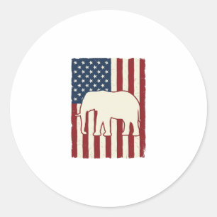 Patriotic Elephant Flag Vintage Vector Design_1 Classic Round Sticker