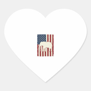 Patriotic Elephant Flag Vintage Vector Design_1 Heart Sticker