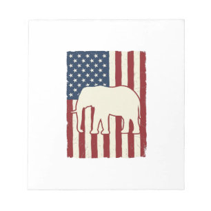 Patriotic Elephant Flag Vintage Vector Design_1 Notepad