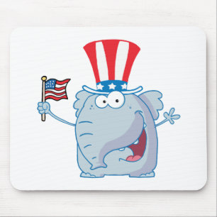 Patriotic Elephant Waving An American Flag Mouse Pad