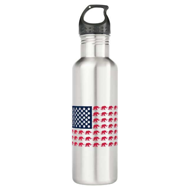 patriotic elephants 710 ml water bottle (Front)