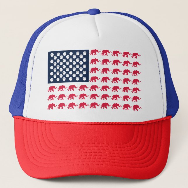 patriotic elephants trucker hat (Front)