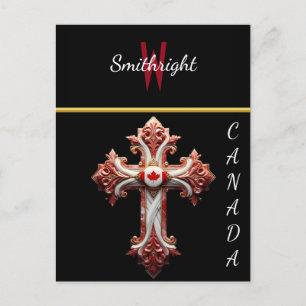 Patriotic Emblem: Canadian Flag Cross Postcard