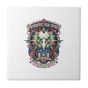 Patriotic End Of Days Eagle Skull Zombie Apocalyps Ceramic Tile