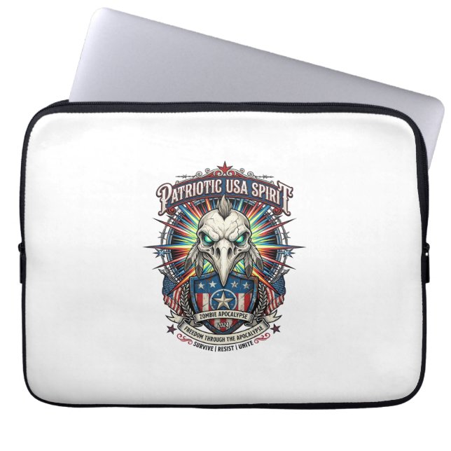 Patriotic End Of Days Eagle Skull Zombie Apocalyps Laptop Sleeve (Front)