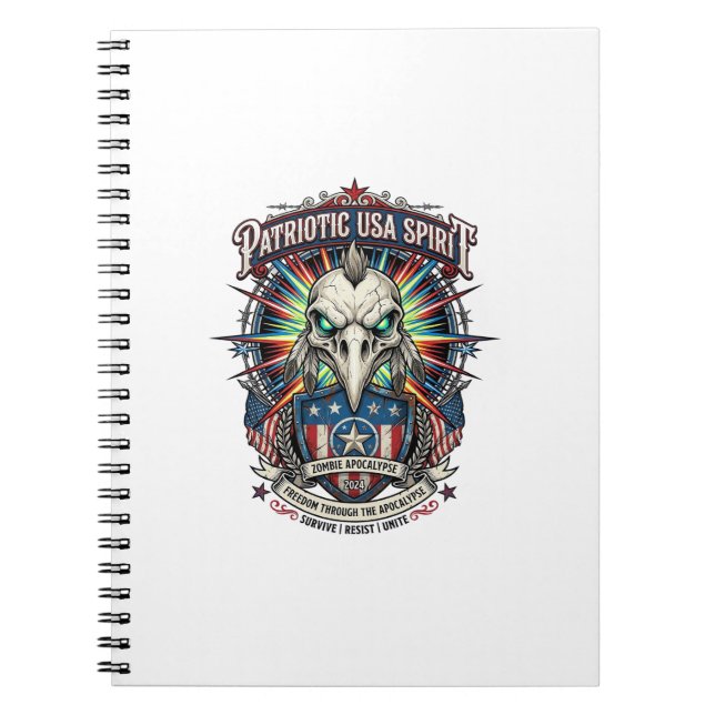 Patriotic End Of Days Eagle Skull Zombie Apocalyps Notebook (Front)