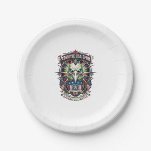 Patriotic End Of Days Eagle Skull Zombie Apocalyps Paper Plate