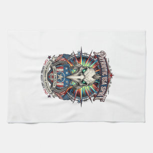 Patriotic End Of Days Eagle Skull Zombie Apocalyps Tea Towel