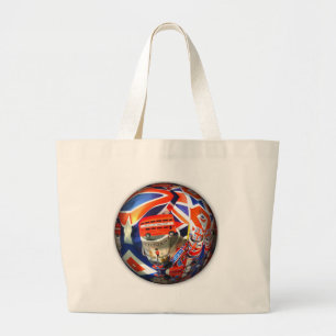 Patriotic England London collage art accessories Large Tote Bag