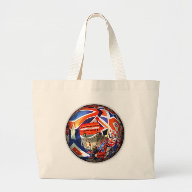 Patriotic England London collage art accessories Large Tote Bag (Front)