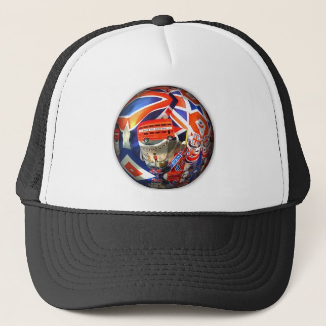 Patriotic England London collage art accessories Trucker Hat (Front)
