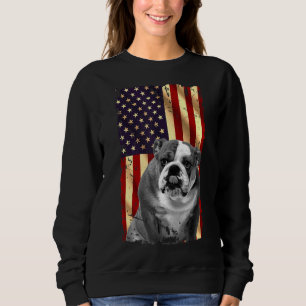 Patriotic English Bulldog American Flag July 4th D Sweatshirt