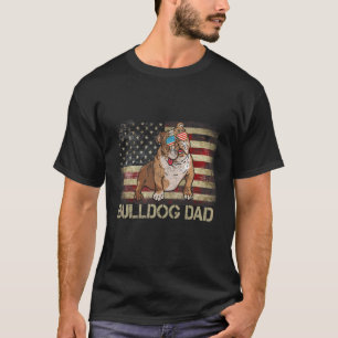 Patriotic English Bulldog Dad Flag American USA Do T-Shirt