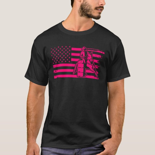 Patriotic Equestrian 4th Of July American Flag Bar T-Shirt (Front)