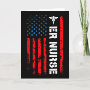 Patriotic Er Nurse Shirt Retro American Flag 4th O Card