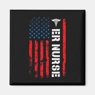 Patriotic Er Nurse Shirt Retro American Flag 4th O Magnet