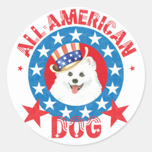 Patriotic Eskie Classic Round Sticker