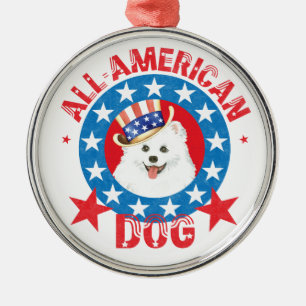 Patriotic Eskie Metal Tree Decoration