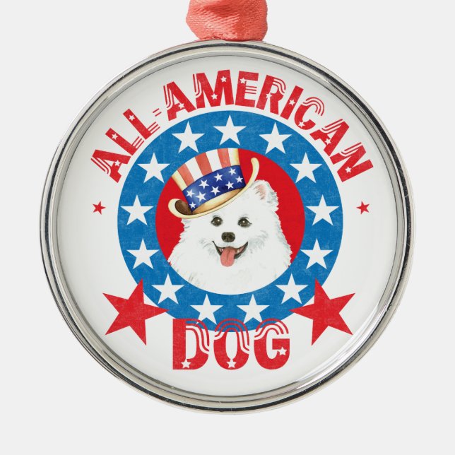 Patriotic Eskie Metal Tree Decoration (Front)