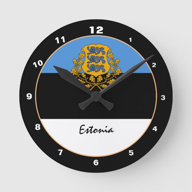 Patriotic Estonian Flag, Estonia Home / design Round Clock (Front)