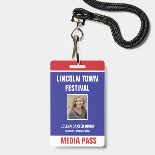 Patriotic Event Security Media Pass QR code Badge ID Badge