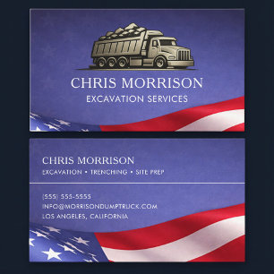 Patriotic Excavation Services Truck  Business Card