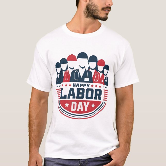 Patriotic Faceless Workers Labour Day T-Shirt  (Front)