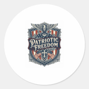 Patriotic Faith Family Freedom Vector Graphic Tee Classic Round Sticker