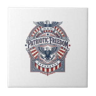 Patriotic Faith Over Fear USA Vector Graphic Tee Ceramic Tile