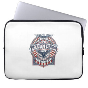 Patriotic Faith Over Fear USA Vector Graphic Tee Laptop Sleeve