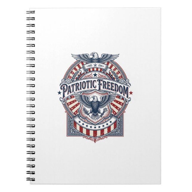 Patriotic Faith Over Fear USA Vector Graphic Tee Notebook (Front)