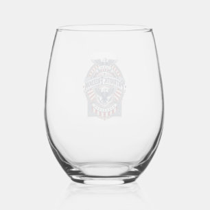 Patriotic Faith Over Fear USA Vector Graphic Tee Stemless Wine Glass