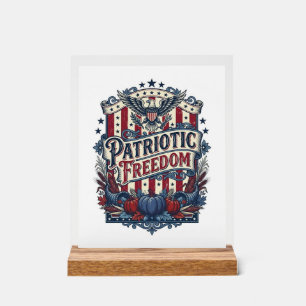 Patriotic Fall Harvest Vector Graphic Tee Acrylic Sign