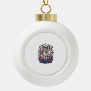 Patriotic Fall Harvest Vector Graphic Tee Ceramic Ball Christmas Ornament