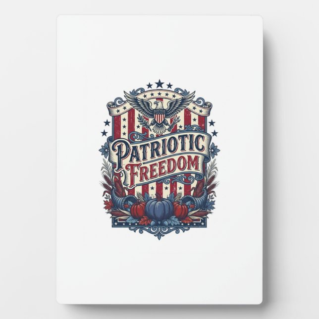 Patriotic Fall Harvest Vector Graphic Tee Plaque (Front)