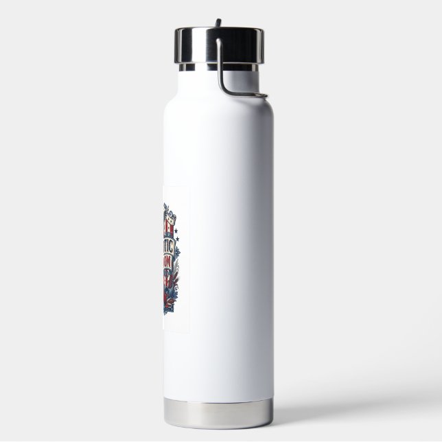 Patriotic Fall Harvest Vector Graphic Tee Water Bottle (Left)